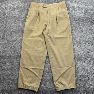 Vintage Givenchy Monsieur Pants Mens 33R Brown Beige Wool Pleated Cuffed USA